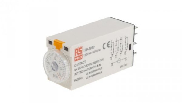 Przekaźnik czasowy zwłoczny jednofunkcyjny 0.1 → 3min 4PDT 4-stykowy 4PDT 110V ac