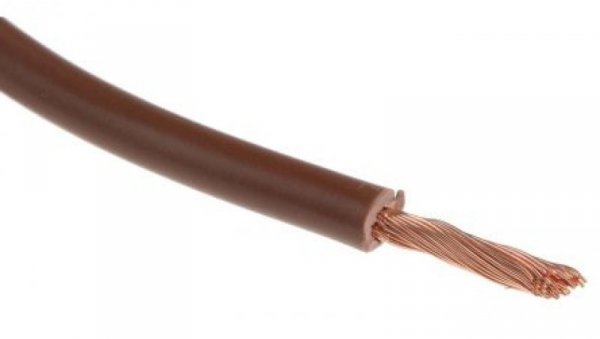Przewód jednożyłowy linkowy, 2491X, 2,5 mm², 50/0,25 mm, 13 AWG, PVC, 750 V, Brązowy, dł. 100m, RS PRO