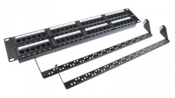 Panel RJ, Cat5e, 48 portów, RJ45, UTP, 2U, Czarny