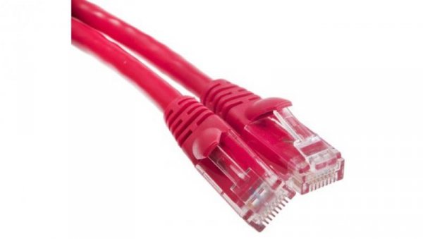 Kabel kategorii 6, Czerwony, Wtyk RJ45/męski RJ45dł.: 5m, mat. koszulki: PVC