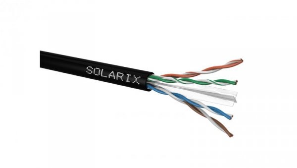 Kabel Instalacyjny Solarix CAT6 UTP PE Fca zewnętrzny 500m/szpula SXKD-6-UTP-PE czarny