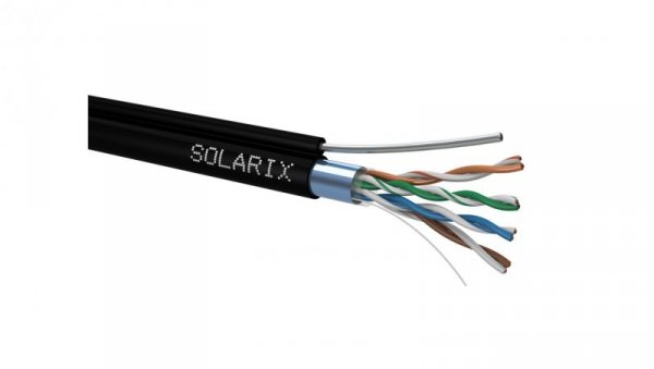 Kabel instalacyjny Solarix CAT5E FTP PE Fca zewnętrzny samonośny 305m/szpula SXKD-5E-FTP-SAM czarny