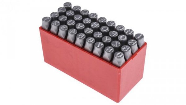 Zestaw wybijaków liter, 36-szt., (27 części x stempel stalowy z kropkowaną wielką literą angielską A → Z, 9