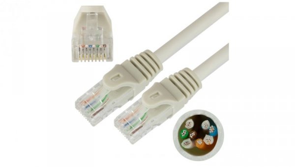Patchcord UTP kat.5e kabel sieciowy LAN 2x RJ45 linka szary 0,5m NEKU