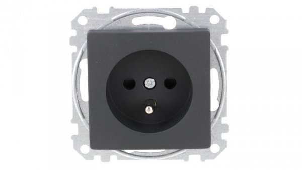 Gniazdo zasilające 2P+PE z przesł torów pr zaciski bezg, czarny antracyt, Sedna Design i Elements SDD114012