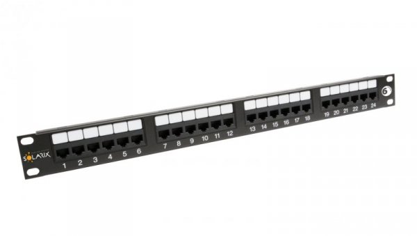 Patch Panel Solarix 24 x RJ45 CAT6 UTP 350 MHz czarny 1U SX24-6-UTP-BK