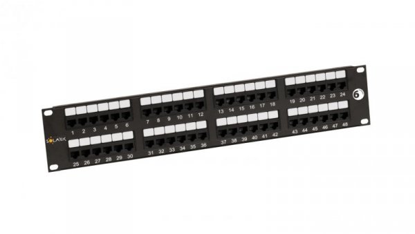 Patch panel Solarix 48 x RJ45 CAT6 UTP 350 MHz czarny 2U SX48-6-UTP-BK