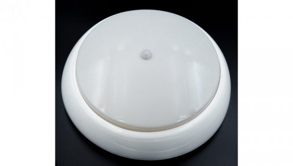 Oprawa KAJKO XL, E27 z czujnikiem ruchu PIR, 75W, biała-polipropylen, klosz przeźroczysty-poliwęglan, IP44, IK10 A2900-P-PIR