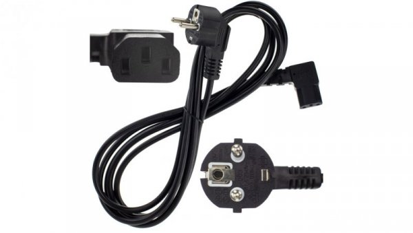 Kabel zasilający 230V 10A kątowy IEC320 C13 1,8m