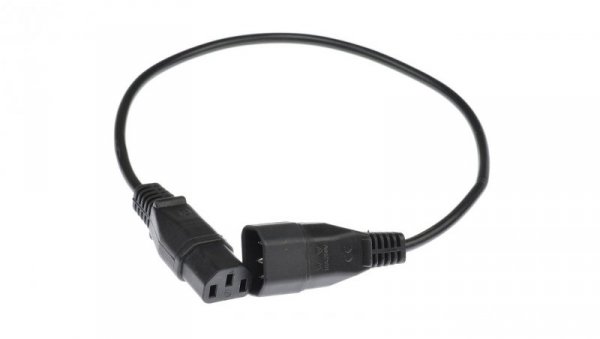 Przedłużacz 230V IEC320 C14/ C13 0,5m czarny