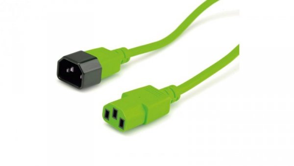 Przedłużacz zasilający 230V IEC320 C14/ C13 0,8m zielony