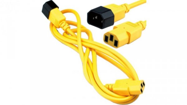 Przedłużacz zasilający 230V IEC320 C14/ C13 3m żółty