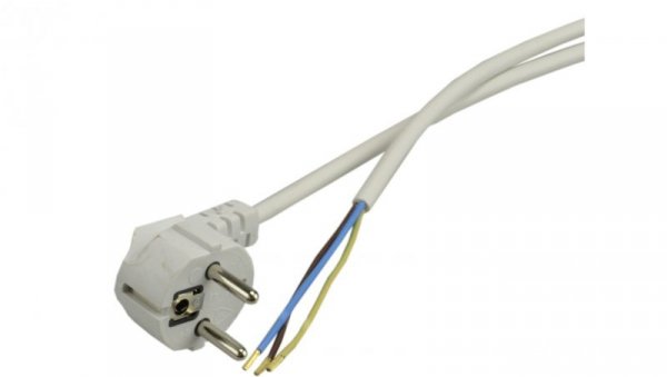 Przewód z wtyczką kątową 3x1,0mm 3m biały