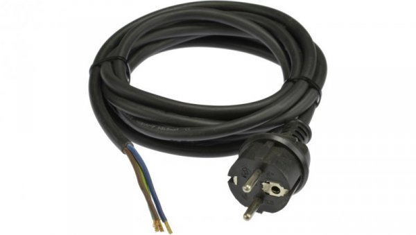 Przewód z wtyczką prostą H03VV-F 3x1,5mm 3m czarny IP44