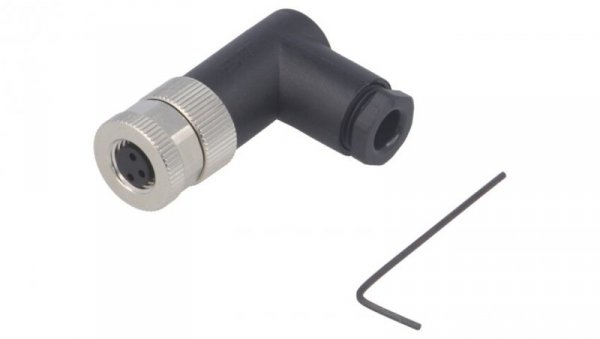 Złącze okrągłe M8 żeńskie kątowe nieekranowane na zacisk 3pin 60V T4012008031-000