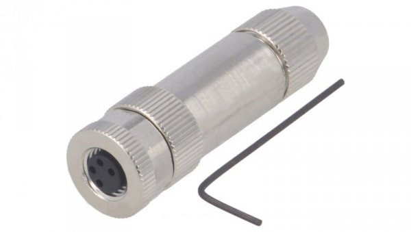 Złącze okrągłe M8 żeńskie proste ekranowane na zacisk 4pin 30V T4010019041-000