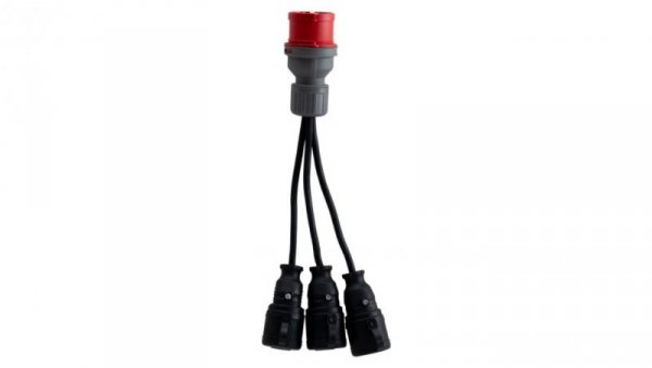 Reduktor wtyczka siłowa 16/5 +3x OW 3x1,5mm2 0,25m +3x gniazdo gumowe F7_0126