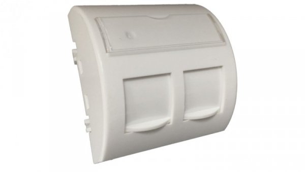 Adapter keystone podwójny kątowy z klapką 2M 45x45 biały Alantec