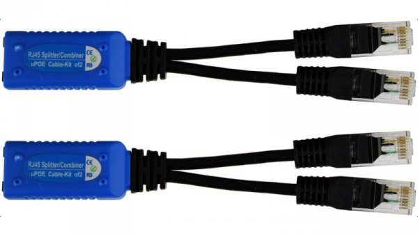 Splitter P-POE2 RJ45 kat.5e 2wtyki / 1gniazdo rozdzielacz do kamer IP POE Pulsar