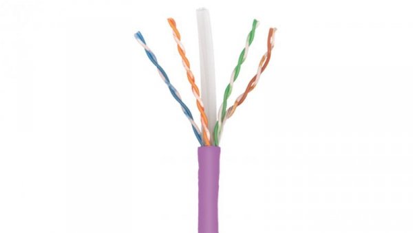 Kabel U/UTP PowerCat 6, 4 pary, LSZH, CPR Dca-s2,d2,a1, Fioletowy CAA-00325 /500m/