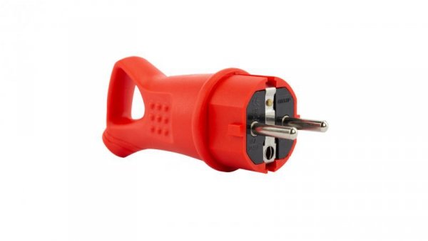 Wtyczka gumowa 16A 230V IP44 z uchwytem czerwona