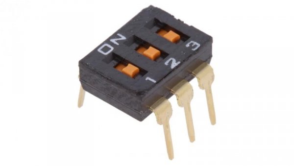 Przełącznik DIP-SWITCH Ilość sekcji 3 ON-OFF 0,025A/24VDC A6T-3101