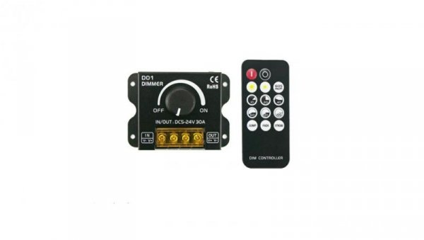 Ściemniacz led 30A 360W manualny + pilot 12V/24V czarny