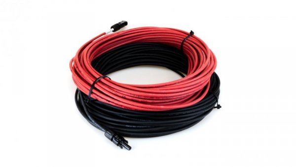 SET 6mm2 Kabel fotowoltaiczny Czerwony Czarny MC4 + WTYCZKA PV 2x20m