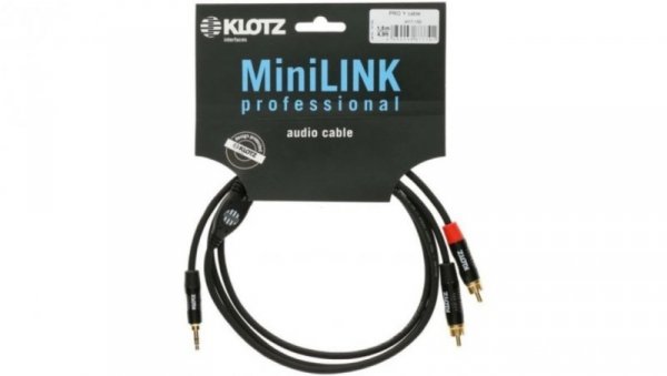KLOTZ Kabel Audio AUX mini Jack 3,5mm Stereo (wtyk) / 2x RCA Cinch (wtyk) 3m