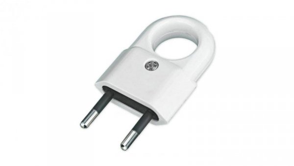 Wtyczka prosta z uchwytem płaska b/u 2,5A 250V biała ZN-11-BI