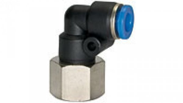 Złączka wtykowa kątowa z tworzywa sztucznego do węża 8, gwint wewnętrzny stożkowy R1/4, 153.014-8