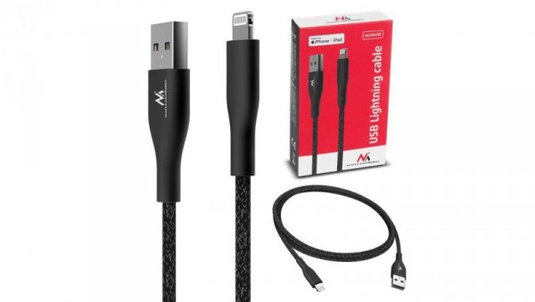 Kabel USB lightning MFi Apple (Made for iPhone / iPod / iPad) Maclean, 2.4A, 1m, czarny, MCE845B