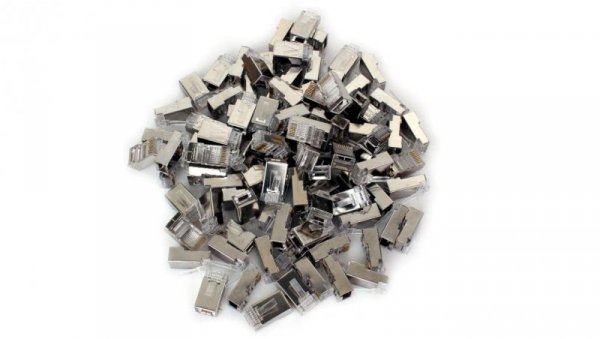 Wtyk sieciowy przelotowy RJ45 kat. 5e 8P8C, ekranowany, 100 szt. (GF-RJ45P-5FTP-100) GETFORT