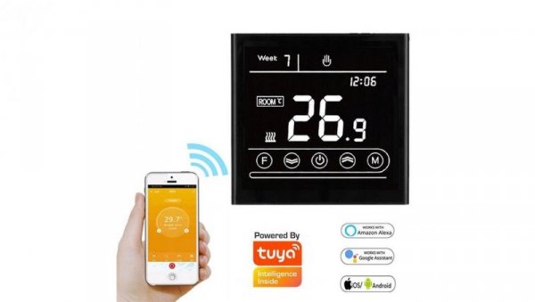 Termostat Pokojowy PHILUX - czarny - WiFi TUYA