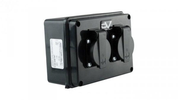 Puszka hermetyczna z gniazdami 230V wym/zew 160x120x95 IP54 Schuko 6.82105 M-L 9573