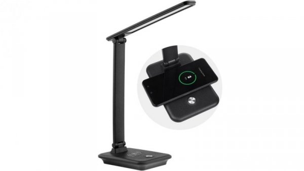 Lampka biurkowa LED Maclean max. 9W 220-240V AC możliwość zmiany barwy ładowarka bezp. 450lm MCE616 B