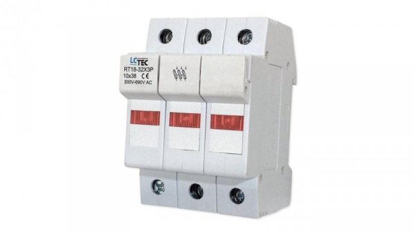 Podstawa bezpiecznikowa z kontrolką na wkładki gG 10x38 3P 32A 690V~ RT18-32X