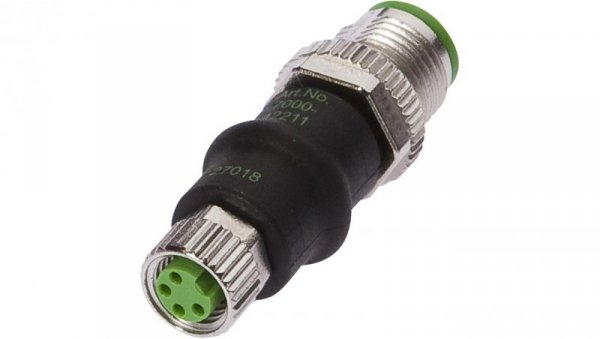VK000040, Adapter, M8 żeński 4pin prosty, M12 męski 4pin prosty, 24V, -25-85C, IP67