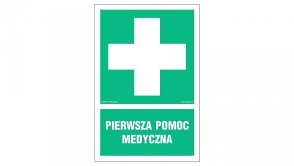 ZNAK - AF003 Pierwsza pomoc medyczna 10 x 15 cm FS - Folia samoprzylepna foto.