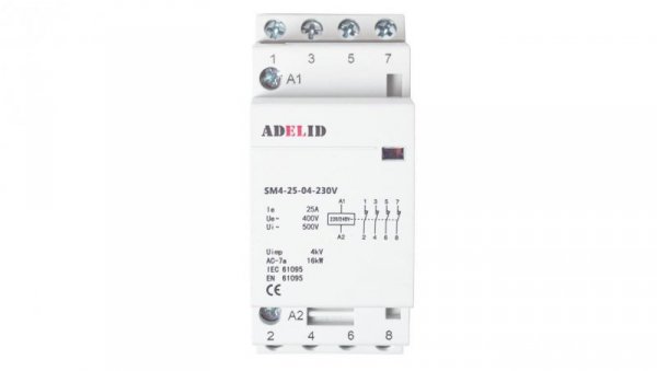 STYCZNIK MODUŁOWY 25-04 230V 25A 2P 4Z 3-FAZ 4XNC SM4 25-04-230V