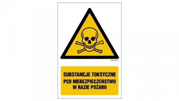 ZNAK - GF008 Substancje toksyczne. Niebezpieczeństwo w razie pożaru 15 x 22,5 cm PN - Płyta 1mm
