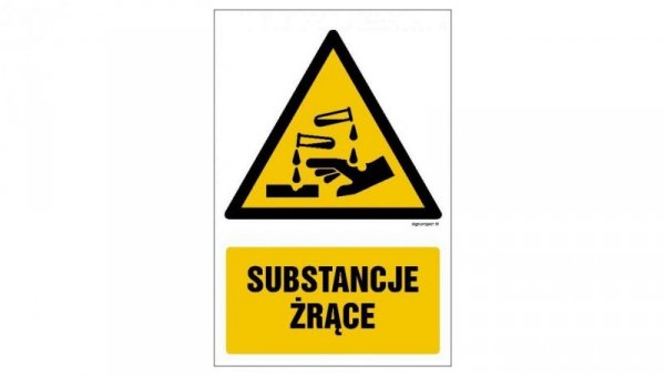 ZNAK - GF009 Substancje żrące 10 x 15 cm PN - Płyta 1mm