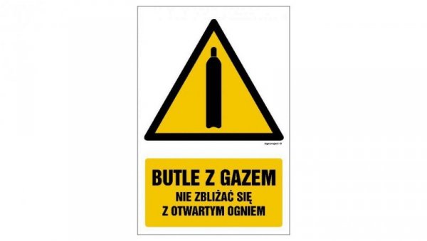 ZNAK - GF029 Butle z gazem - nie zbliżać się z otwartym ogniem 10 x 15 cm FS - Folia samoprzylepna foto.