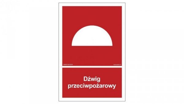 ZNAK - BB009 Dźwig przeciwpożarowy - arkusz 9 naklejek 5 x 7,4 cm FN - Folia samoprzylepna