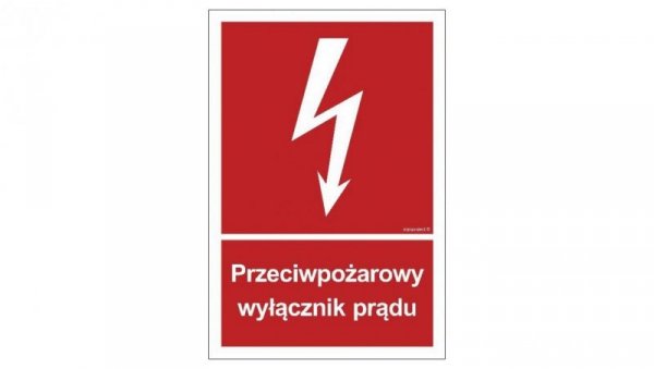 ZNAK - BB012 Przeciwpożarowy wyłącznik prądu - arkusz 9 naklejek 5 x 7,4 cm FS - Folia samoprzylepna foto.