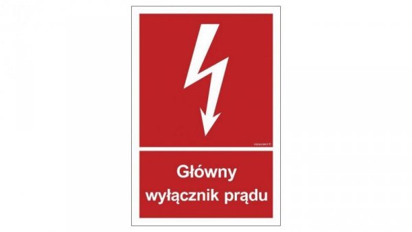 ZNAK - BC008 Główny wyłącznik prądu 10 x 14,8 cm PN - Płyta 1mm