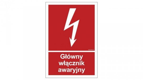 ZNAK - BC035 Główny włącznik awaryjny 10 x 14,8 cm TS - Płyta TD foto.