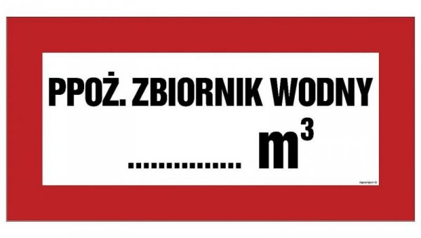 ZNAK - BC140 Przeciwpożarowy zbiornik wodny ...... m3 20 x 10 cm FS - Folia samoprzylepna foto.