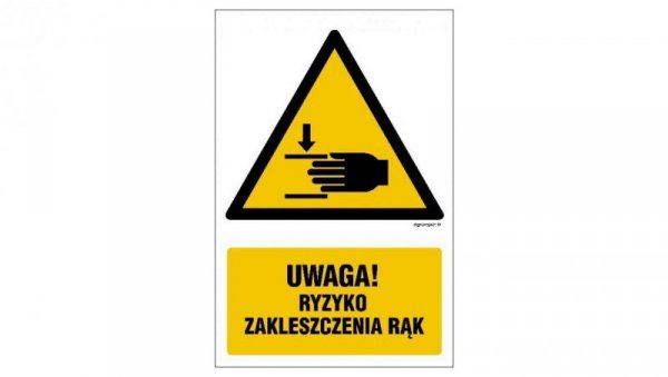ZNAK - GF045 Uwaga ryzyko zakleszczenia rąk 10 x 15 cm PN - Płyta 1mm