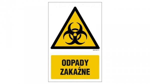 ZNAK - GF074 Odpady zakaźne 15 x 22,5 cm FN - Folia samoprzylepna